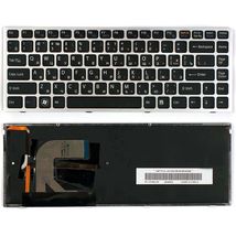 Клавіатура для ноутбука Sony Vaio (VPC-S) з підсвічуванням (Light), Black, (Silver Frame) RU