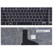 Клавиатура для ноутбука Toshiba Satellite (C840, C840D, C845, C845D, L800, L830, L835, L840, L840D, L845, L845D, M840, M845, P840, P840T, P845, P845T) Black, (Gray Frame) RU
