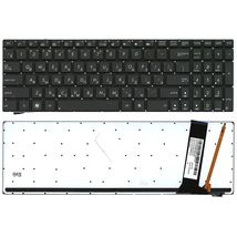 Клавіатура для ноутбука Asus (N56, N56V) з підсвічуванням (Light), Black, (No Frame) UA